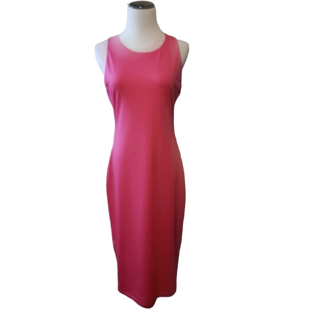 Black Halo Womens Hudson Pink Midi Sleeveless knit sheath‎ dress stretch size 6